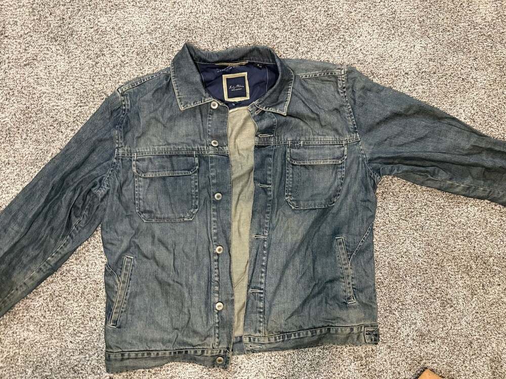 Indigo Palms Denim Company Distressed Blue Denim Jacket Size M